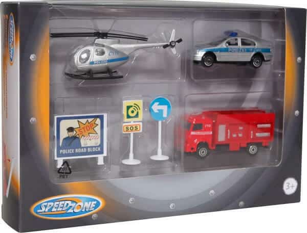 Police et hélicoptère des pompiers de Vedes, allemand avec panneaux de signalisation