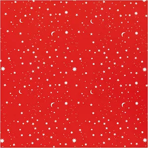 Papier cadeau Creativ company, étoiles et lunes, l: 50 cm, 80 gr, rouge foncé, 5 m 1 rouleau