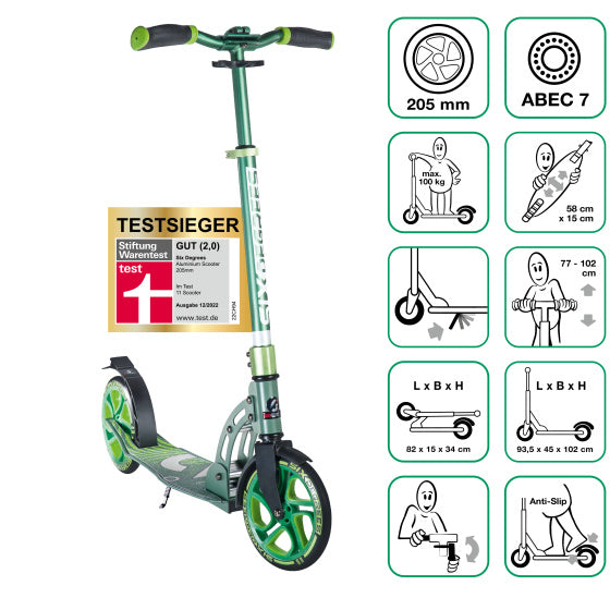 Six degrés à 2 roues étape pliante pied clair vert blanc