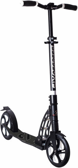 Scooter à six degrés à 2 roues avec suspension avant frein à pied pliable noir