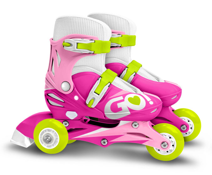 Skids Control en ligne patins de blanc rose réglable Taille 27-30