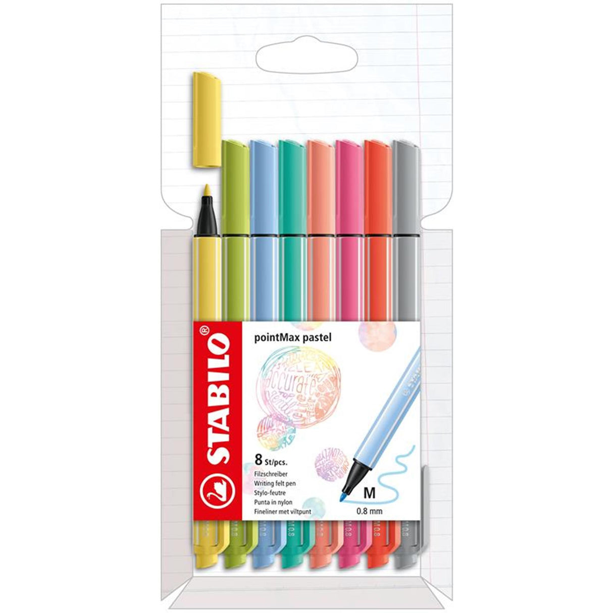 Trousse pastel Stabilo pointmax avec 8 couleurs de feutres fins