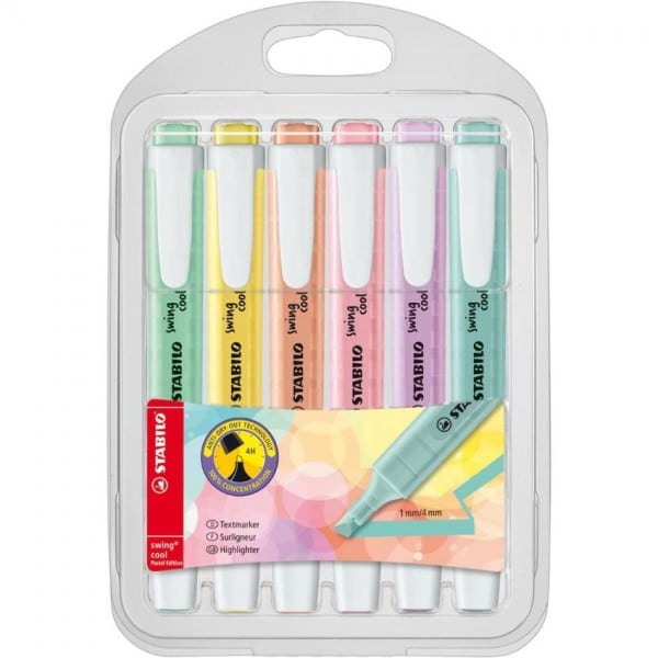 Stabilo swing cool pastel - surligneur - lot de 6 pièces