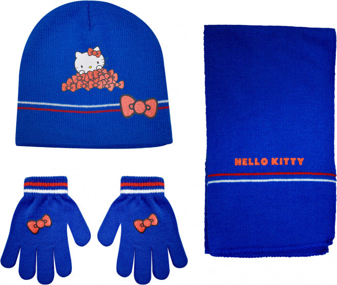 Ensemble d'hiver stamion Hello Kitty Junior acrylique Blue 4 pièces One-Size