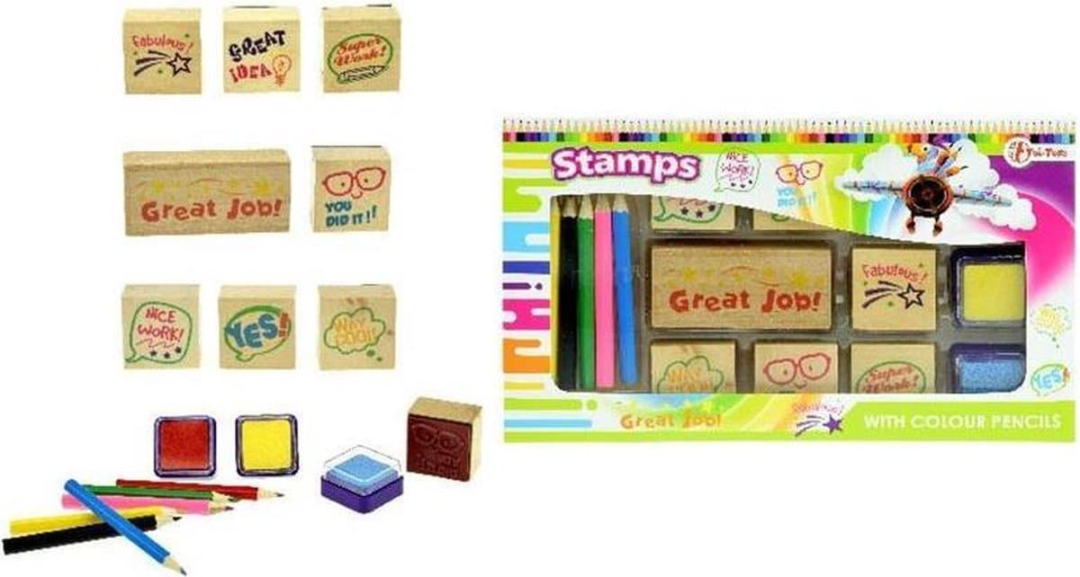 Set de tampons Toi-toys avec crayons de couleur