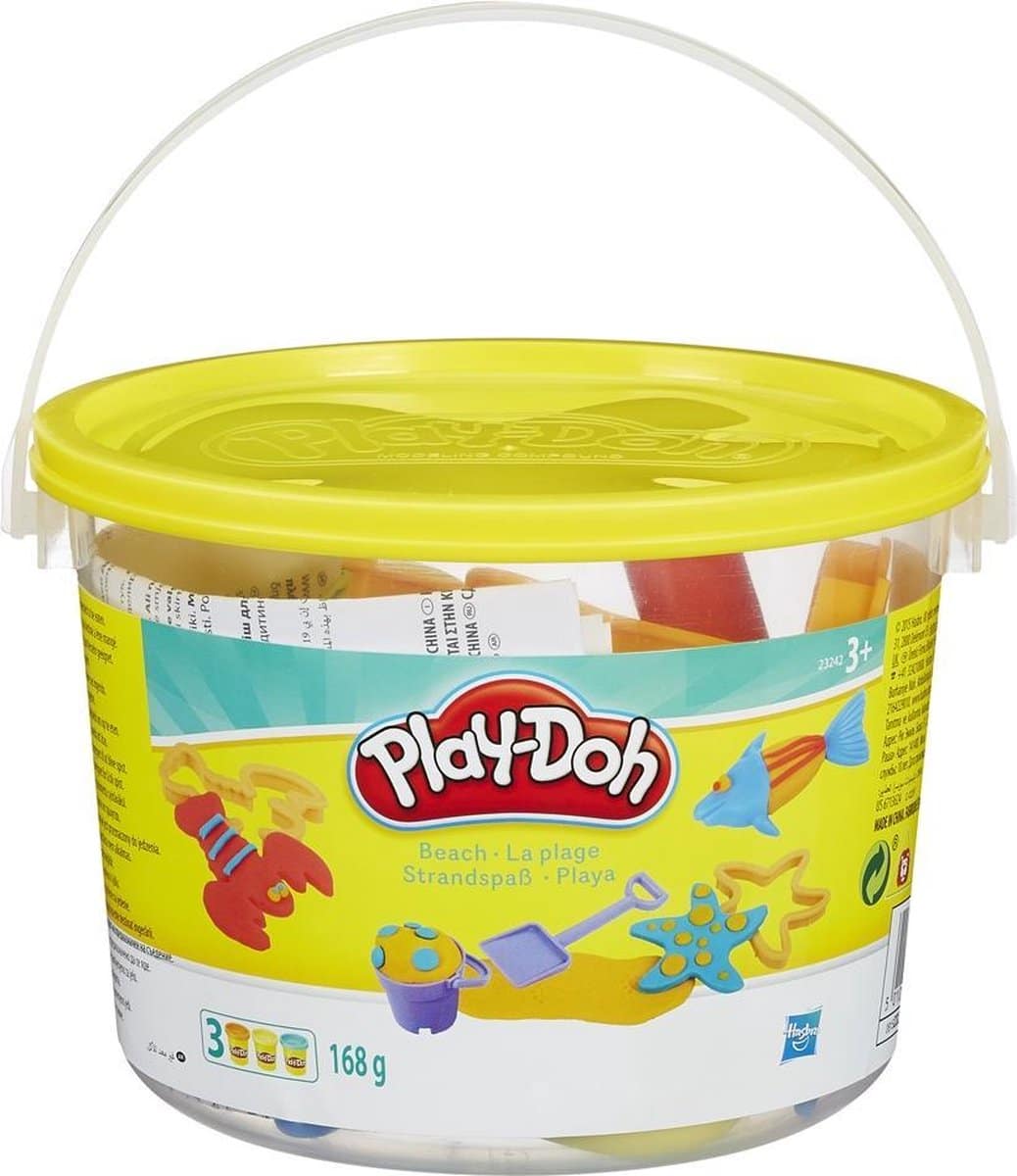 Seau à pâte Otto Simon Play-Doh avec 3 pots d'argile et formes de plage