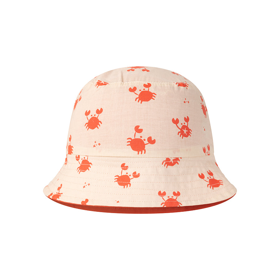 Crabe | chapeau de soleil réversible anti-UV beige rouge