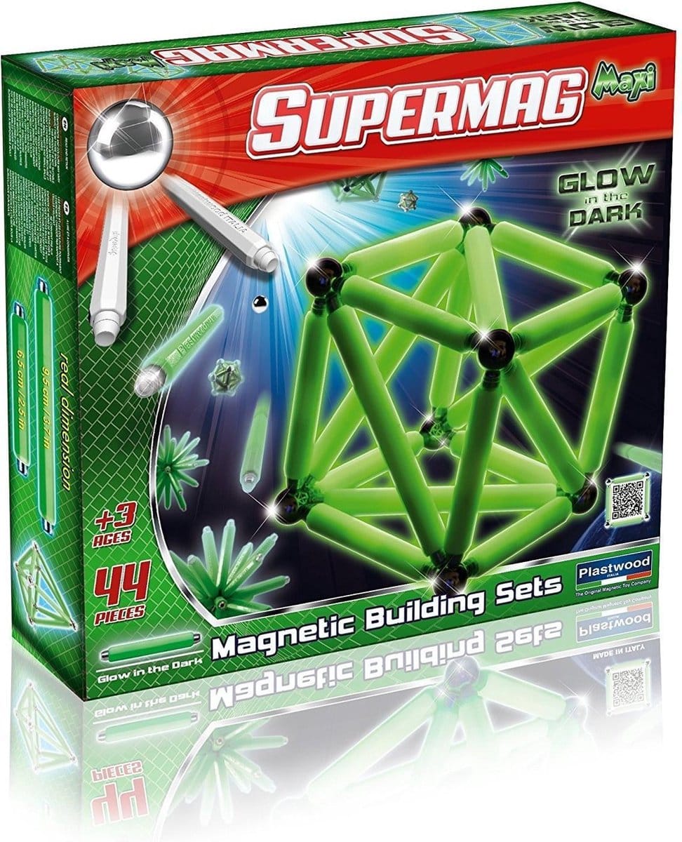 Selecta supermag - ensemble d'aimants maxi glow 44 pièces