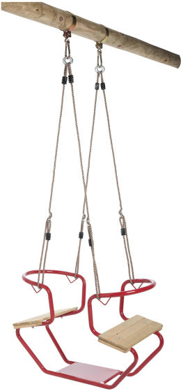 Swing Duo Swing 92 x 44 x 53 cm en acier en bois rouge naturel