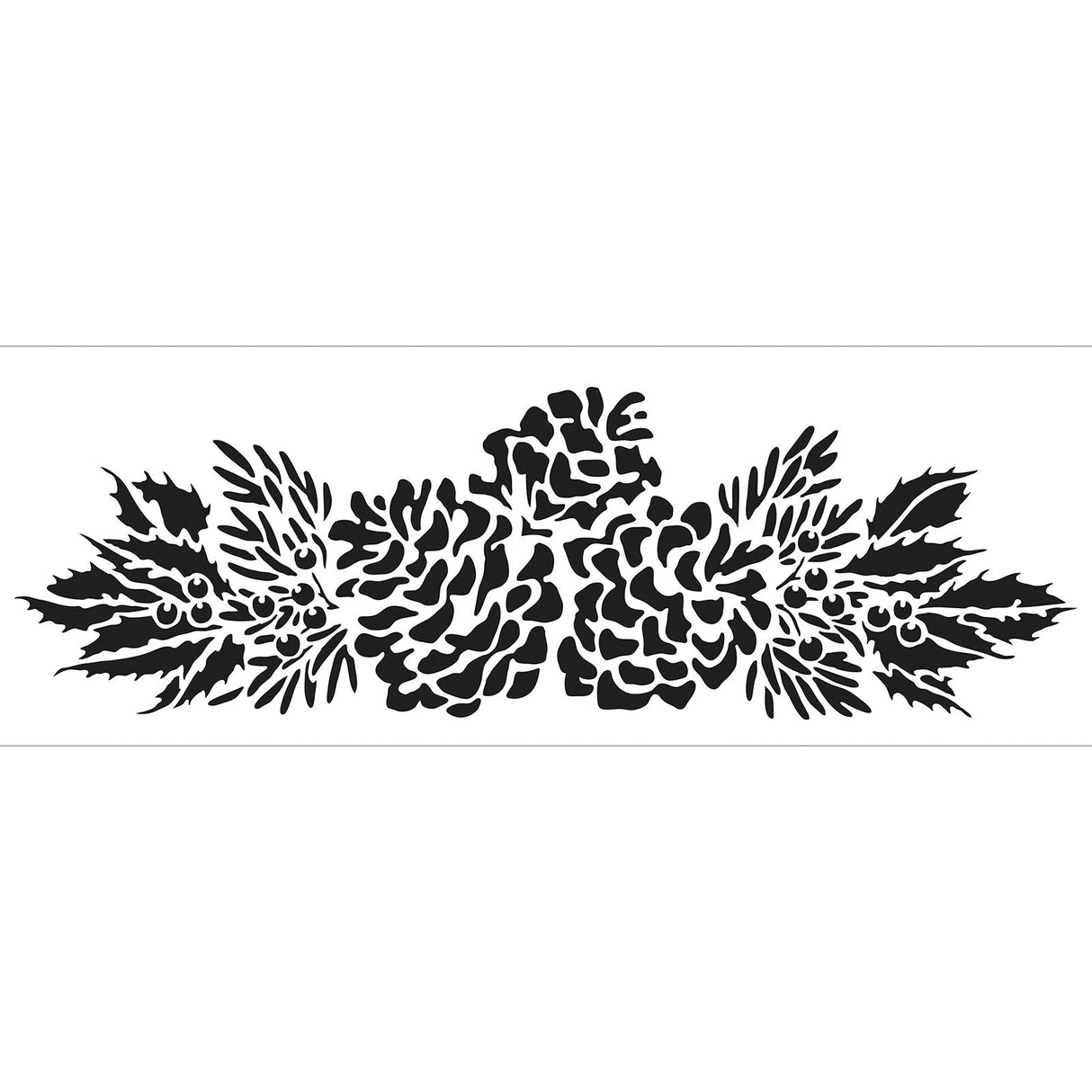 L'atelier de l'artisan • Pochoir bordure rustique 41,91x15,2 cm couronne de pommes de pin