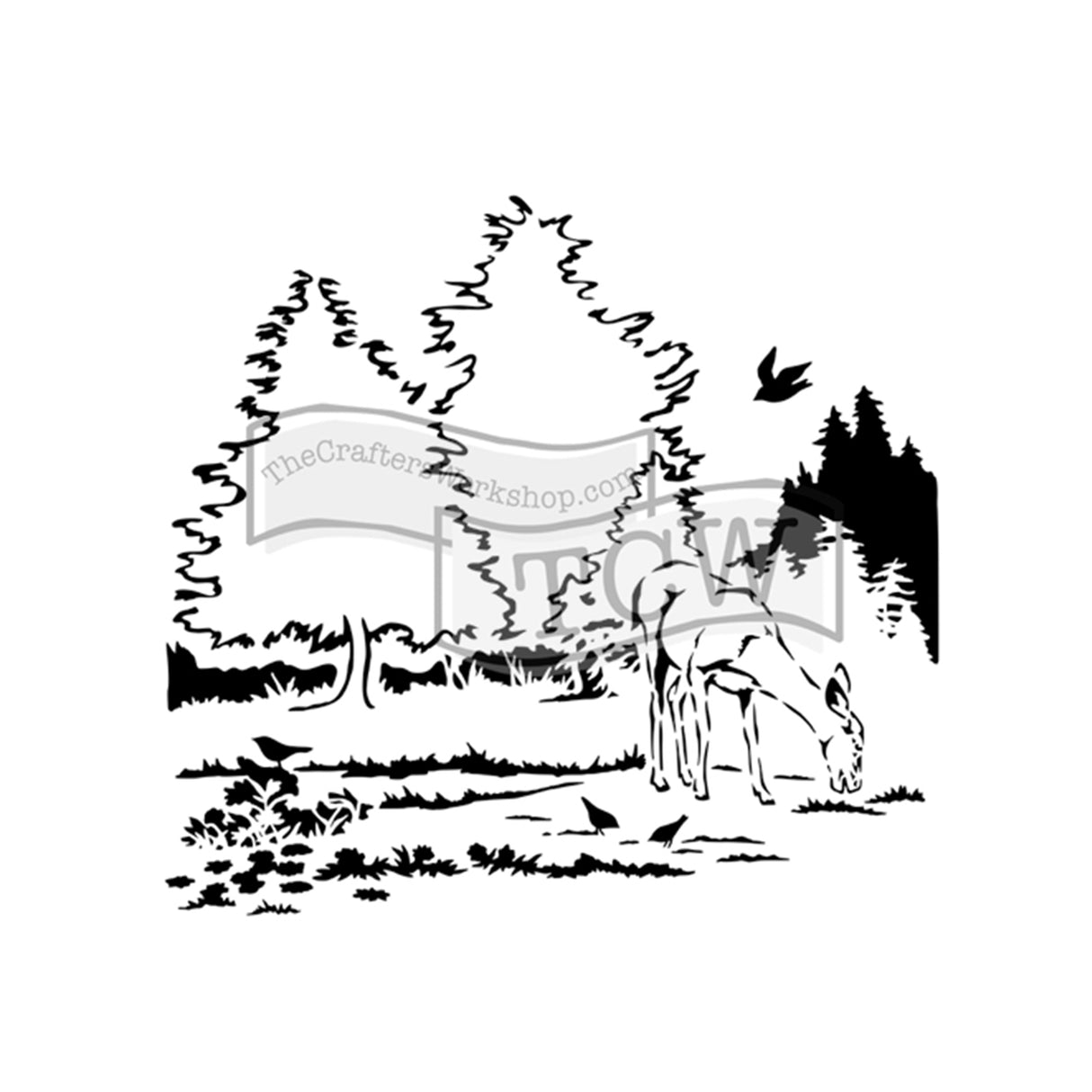L'atelier artisanal • gabarit 15x15cm cerf dans les bois