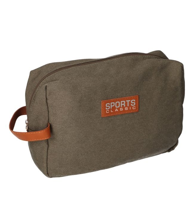 Trousse de toilette traveller box sports classic toile marron gris 30cm x 20cm