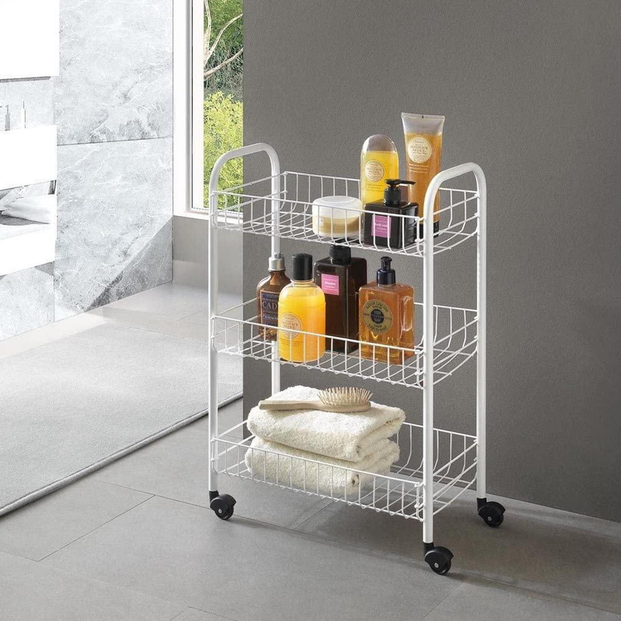 Tomado-metaltex siena chariot de cuisine à roulettes 41x23x63 cm argent