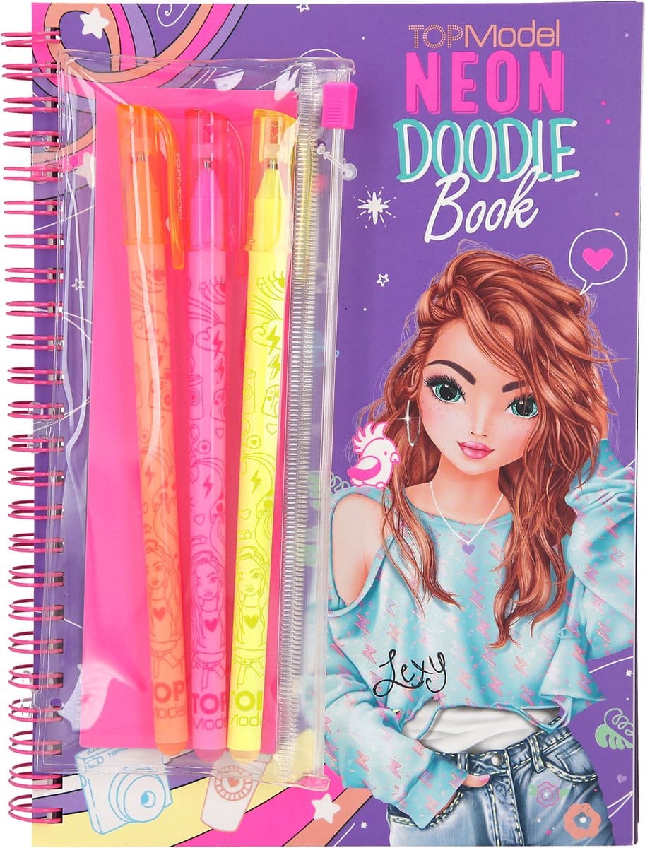 Livre de coloriage TOPModel Neon Doodle avec marqueurs néon