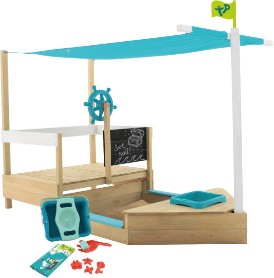 TP Toys Ahoy Playboat en bois avec accessoires de sac de sable extensible