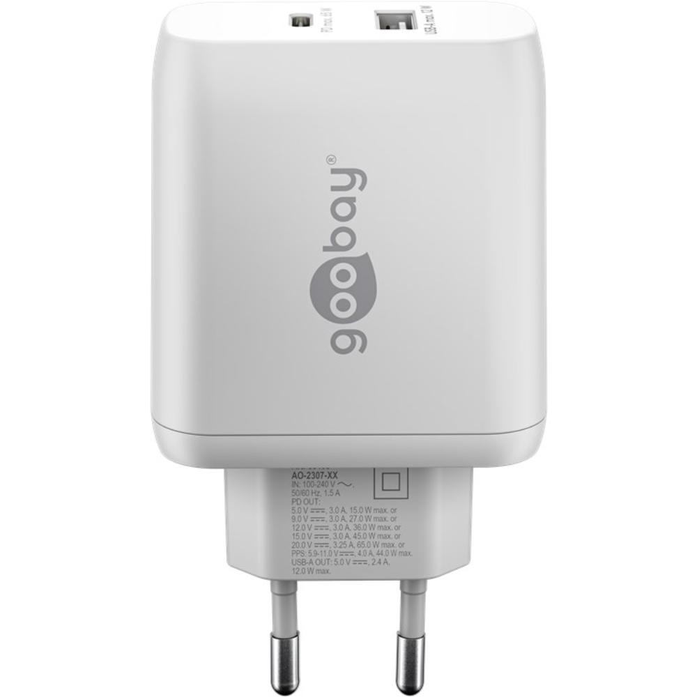 Goobay Chargeur rapide double USB-C PD Gan (65 W)