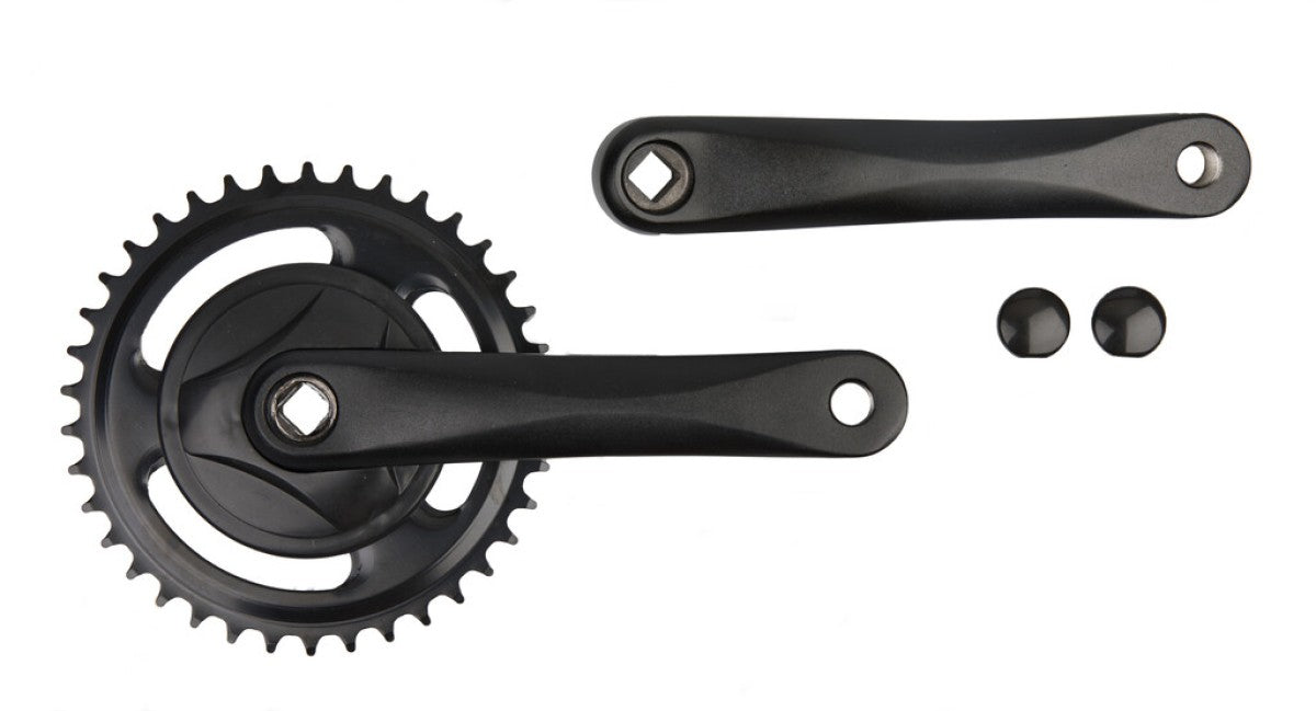Pédalier Vinty 38t 1 8", manivelle 170mm avec disque, noir