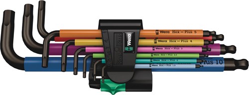 Wera 05073593001 950 spkl 9 sm n sb Clé Allen hexagonale plus multicolore 9 pièces - 1,5-10 mm