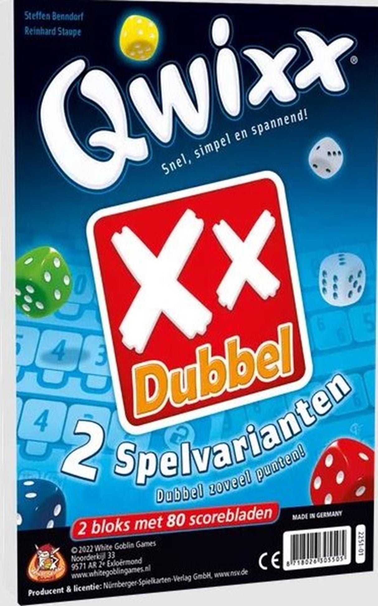 Jeux de gobelin blanc qwixx jeu de double dés