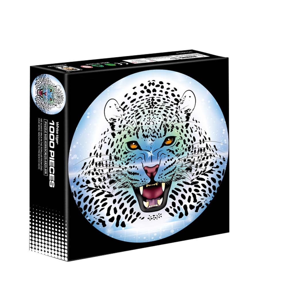 Puzzle d'introduction rond - tigre blanc - 1000 pièces