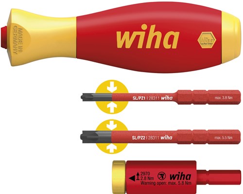 Wiha 41478 | jeu de couple adaptateur easytorque électrique | avec support slimvario® et slimbits sl pz | 4 pièces - 41478