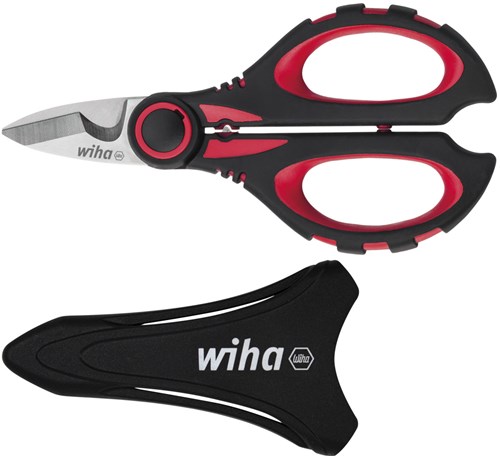 Ciseaux d'électricien Wiha (noir rouge, avec fonction rétractable)