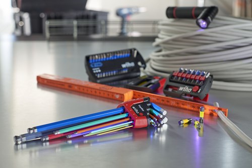 Jeu de clés en L Wiha | dans le support ergostar | rotule hexagonale | anneau magique | 10 pièces | coloré brillant | sous blister - 43850 - 43850