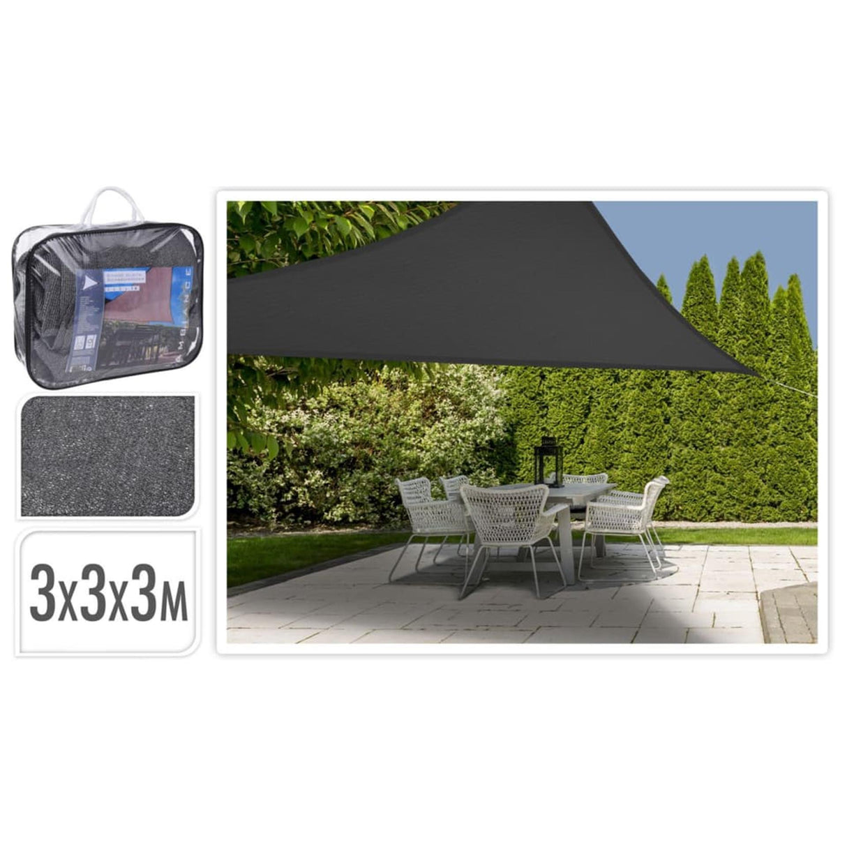 Progarden Shade Tissu triangulaire 3x3x3m gris foncé