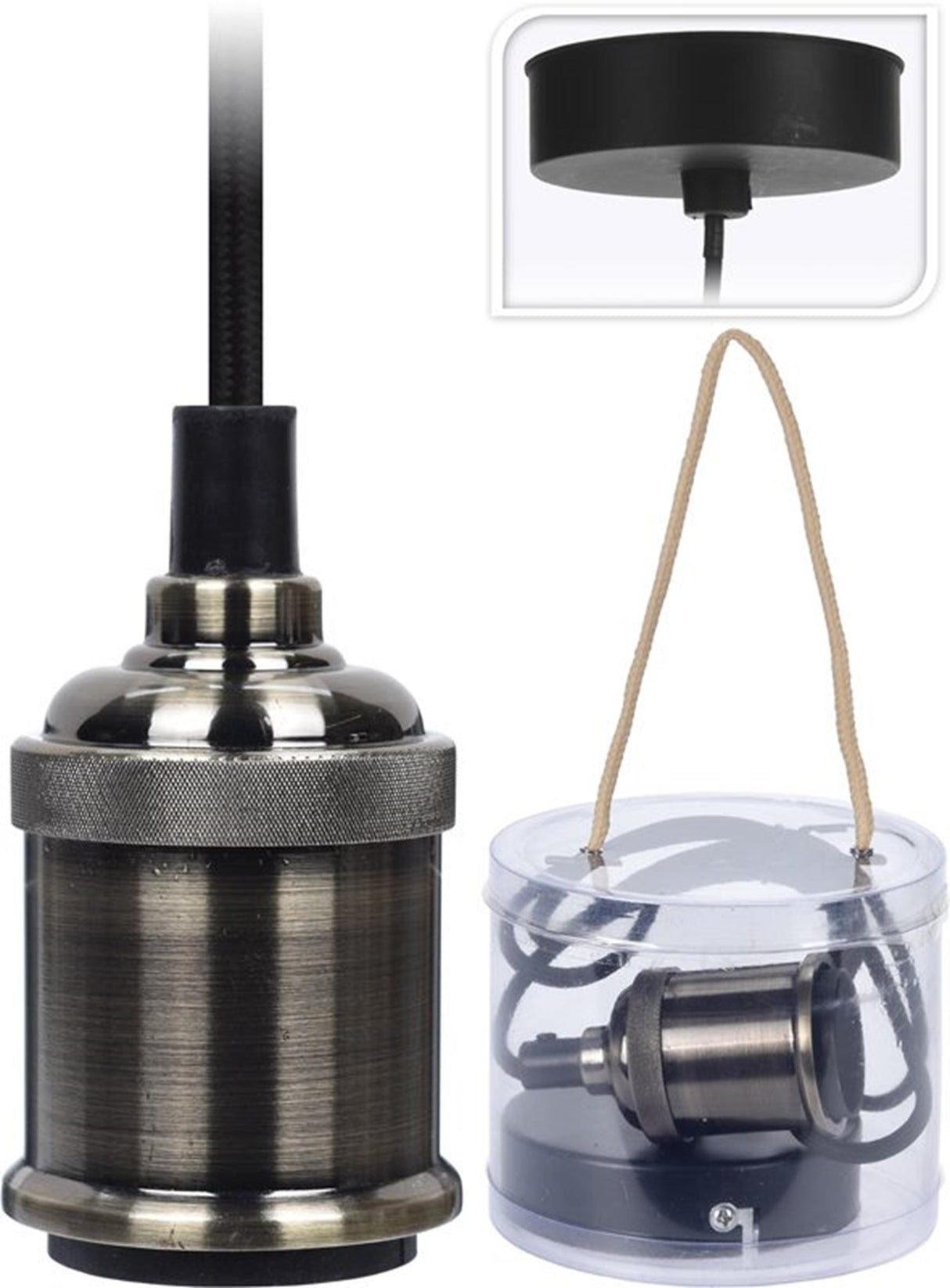 Support de lampe suspendu style maison, 8 cm, platine