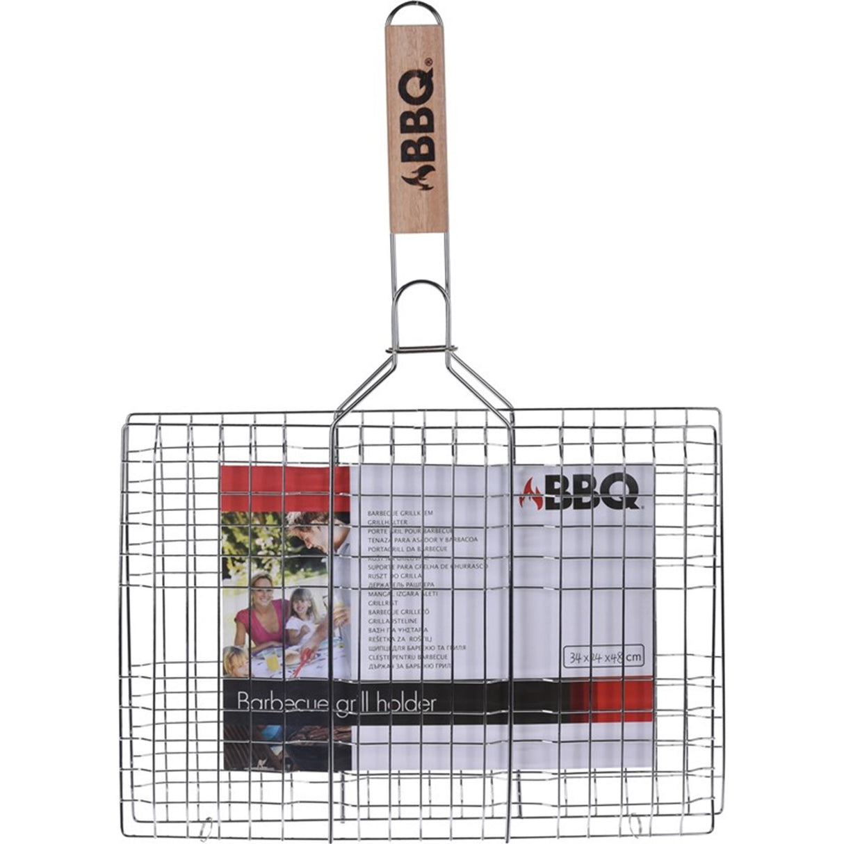 Grille de barbecue manche en bois 34x24cm