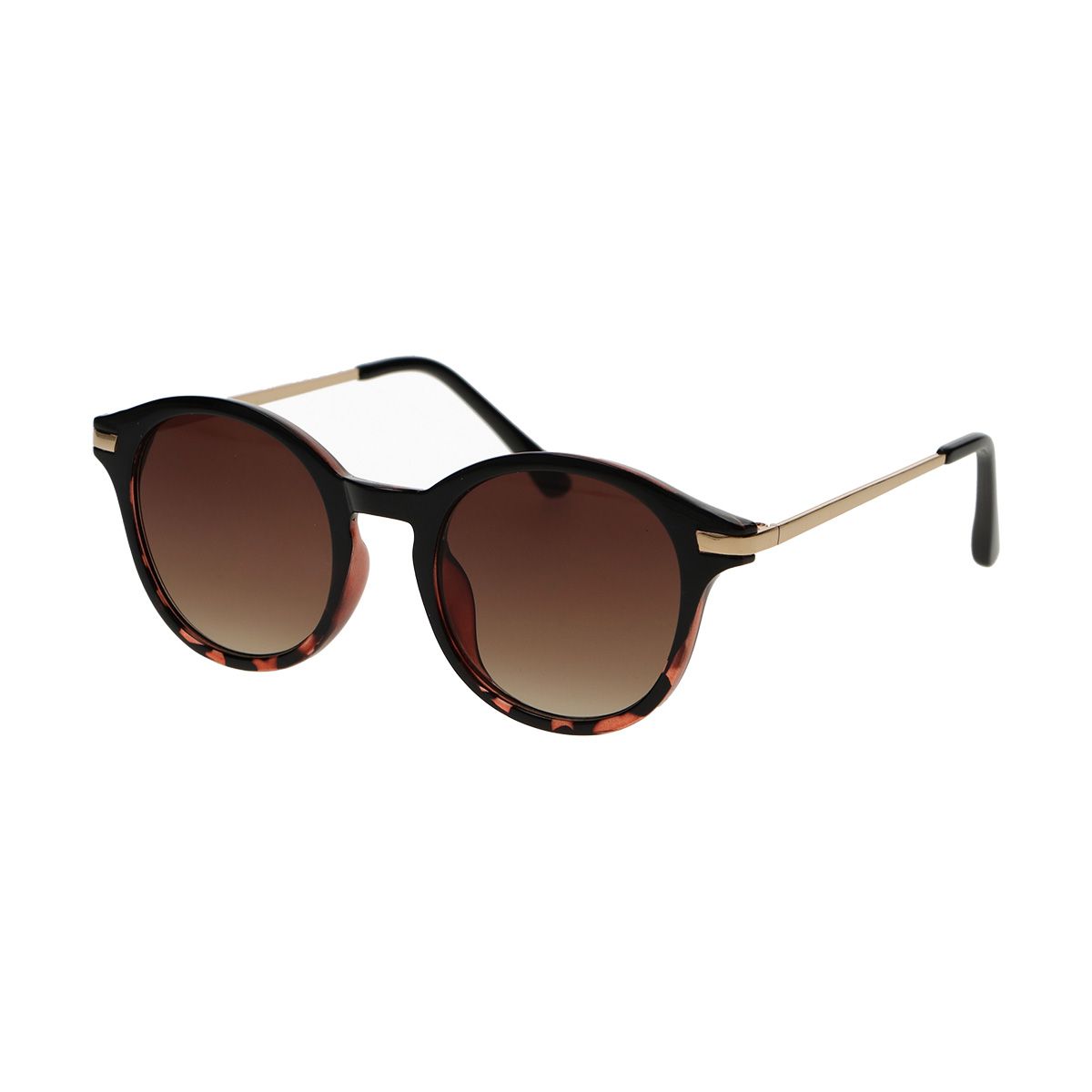 Lunettes de soleil Spectrum rondes demi-écaille noir femme