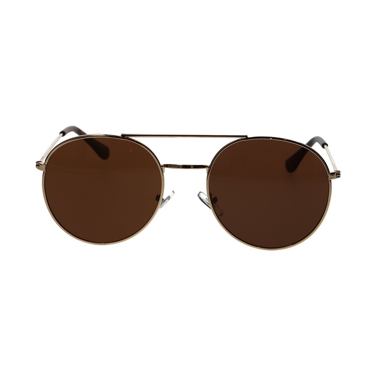 Lunettes de soleil Spectrum rondes métal doré marron unisexe