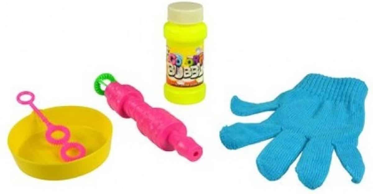 Souffleur de bulles Jonotoys avec gants pour faire rebondir les bulles