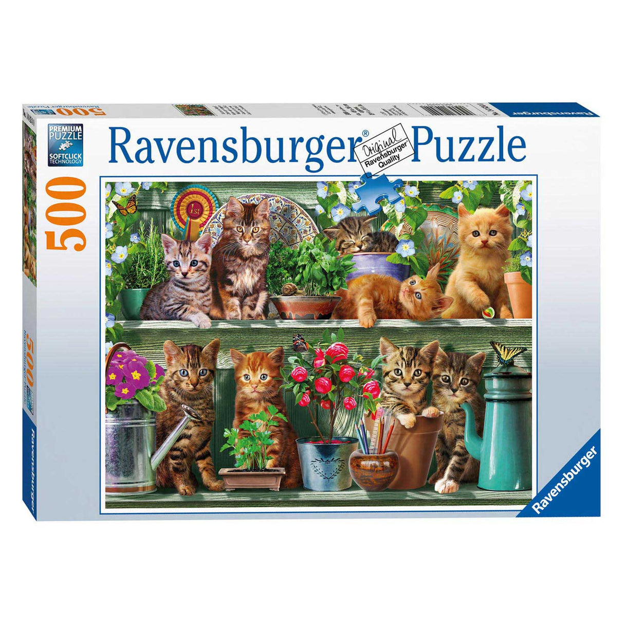 Chatons de puzzle de Ravensburger dans le rack 500st.