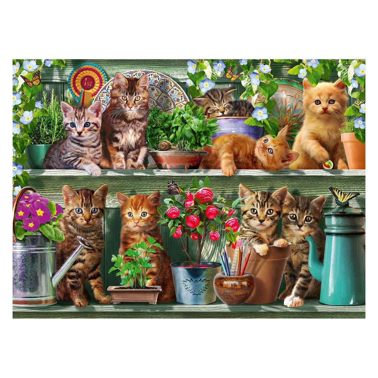 Chatons de puzzle de Ravensburger dans le rack 500st.
