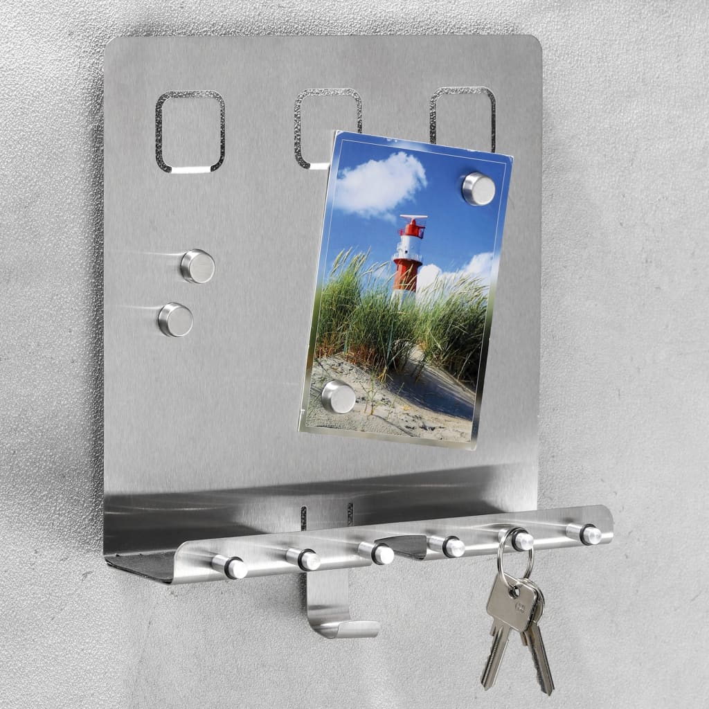 Hi Hi memobord avec porte-clés 28,5x25x8 cm de couleur argentée