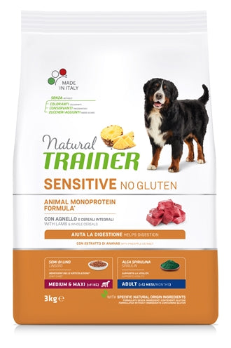 Entraîneur naturel adulte moyen moyen maxi sensible gluten d'agneau sensible-sans