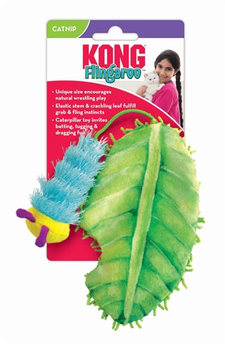 Kong Flingaroo Caterpillar avec feuille avec catnip