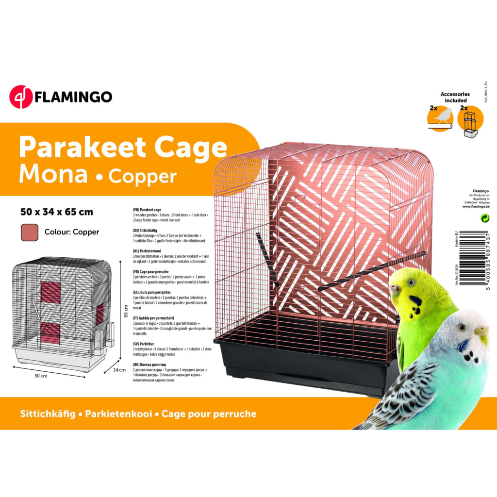 Flamingo Flamingo Grasparietenkooi mona 50x34x65 cm coloré en cuivre