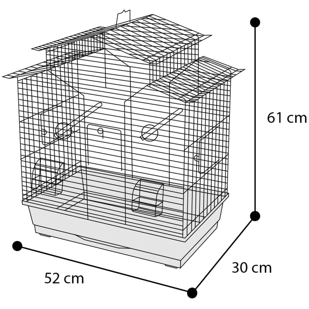 Flamingo Flamingo Bird Cage Number pour 52x30x61 cm noir