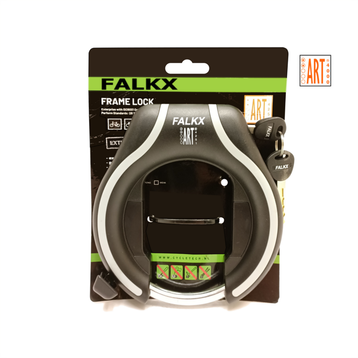FALKX SECURITAS RINGLSOT, Black Grey, Art **, trou pour la chaîne d'insertion