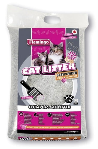 Litter de chat flamanto avec parfum de poudre pour bébé