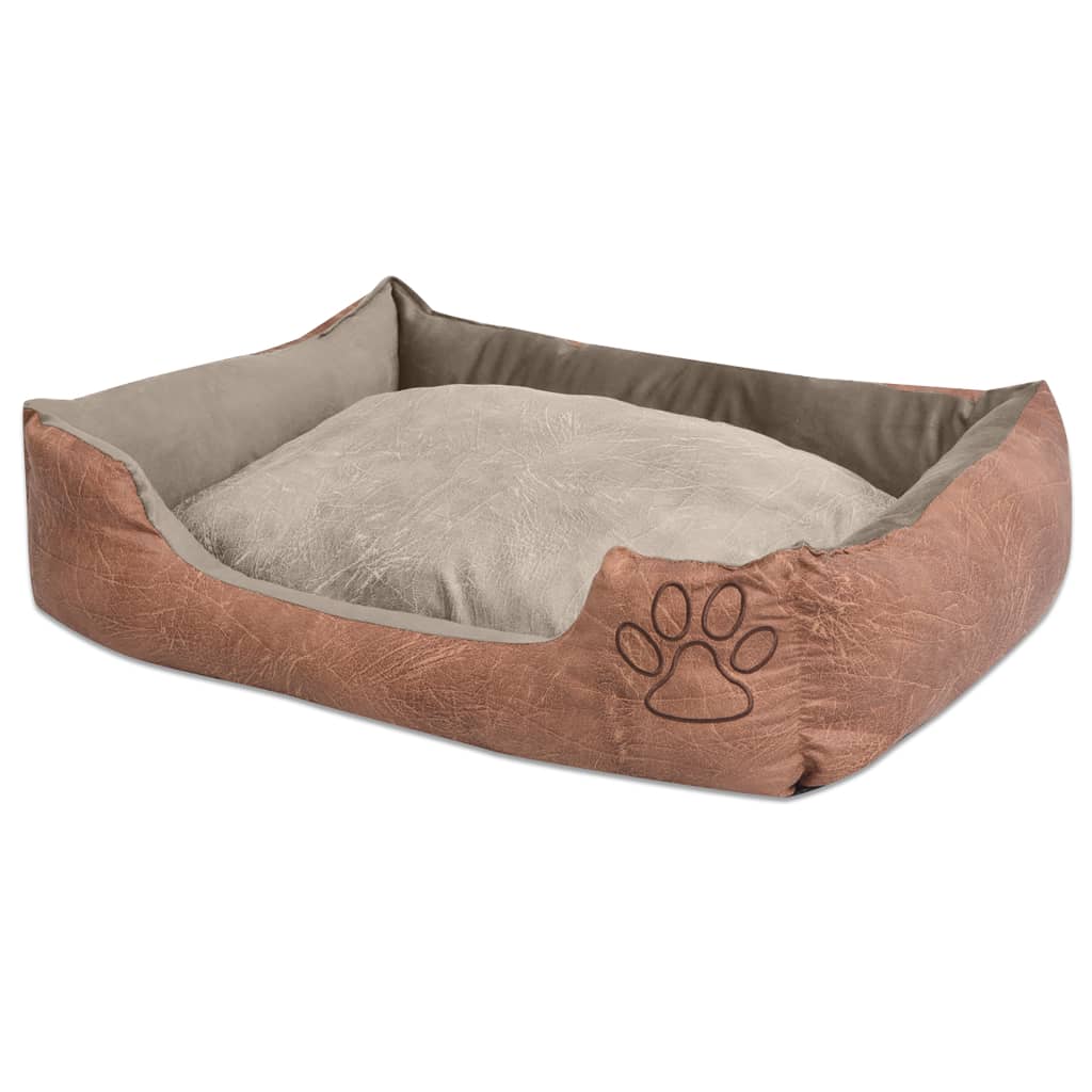 Vidaxl dogbed embrassant la taille du cuir pu-art l beige