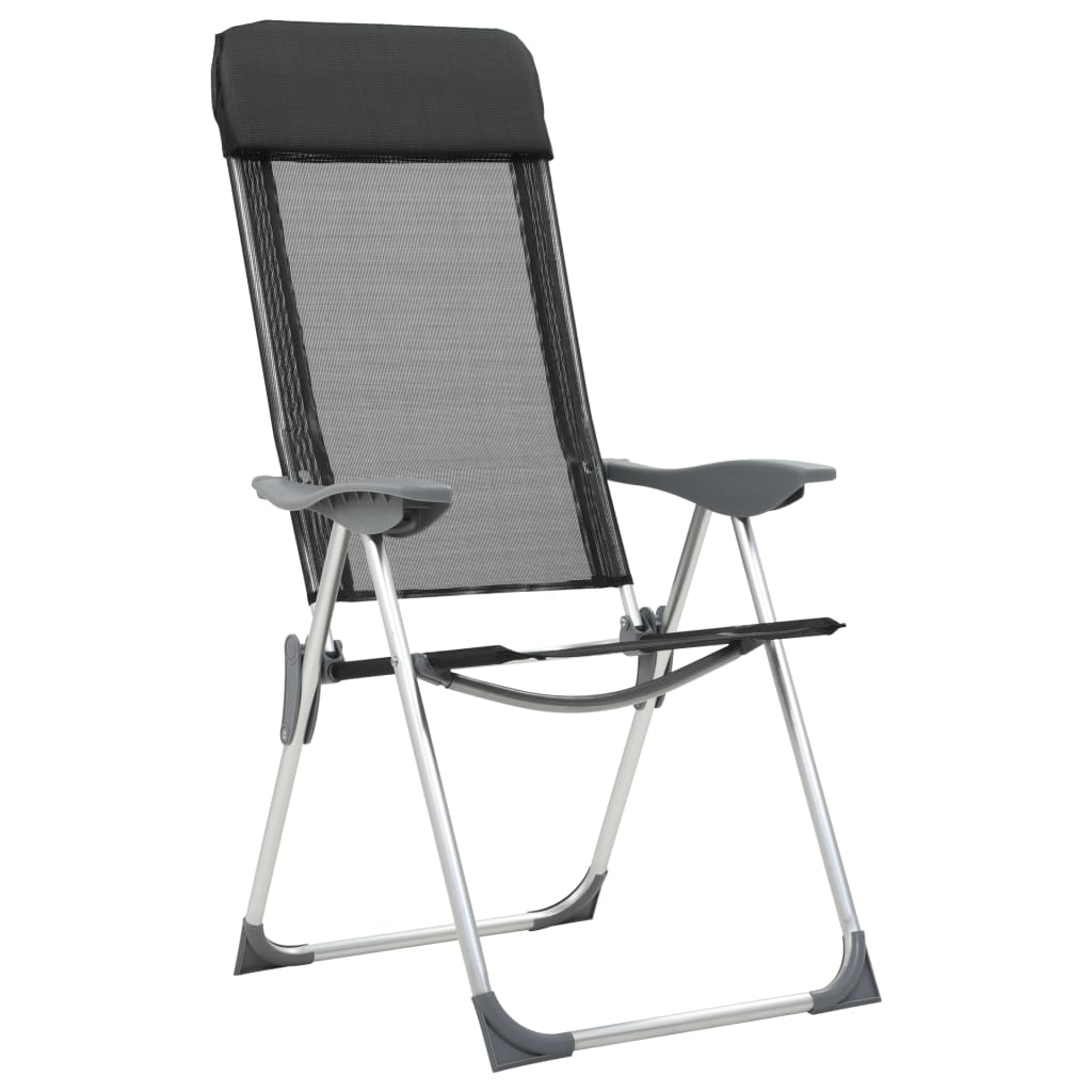 Chaises de camping vidaxl pliable aluminium noir 2 sts