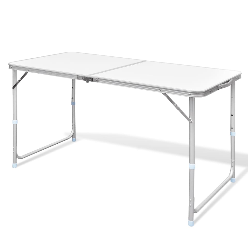 Table de camping Vidaxl pliable et réglable en aluminium 120x60 cm