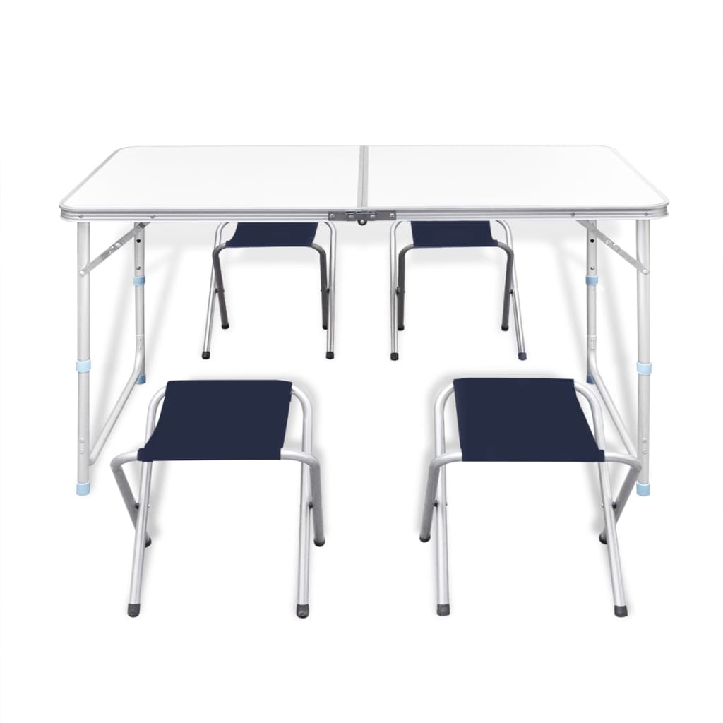 Table de camping vidaxl pliable et aluminium réglable 120 x 60 cm 4 chaises