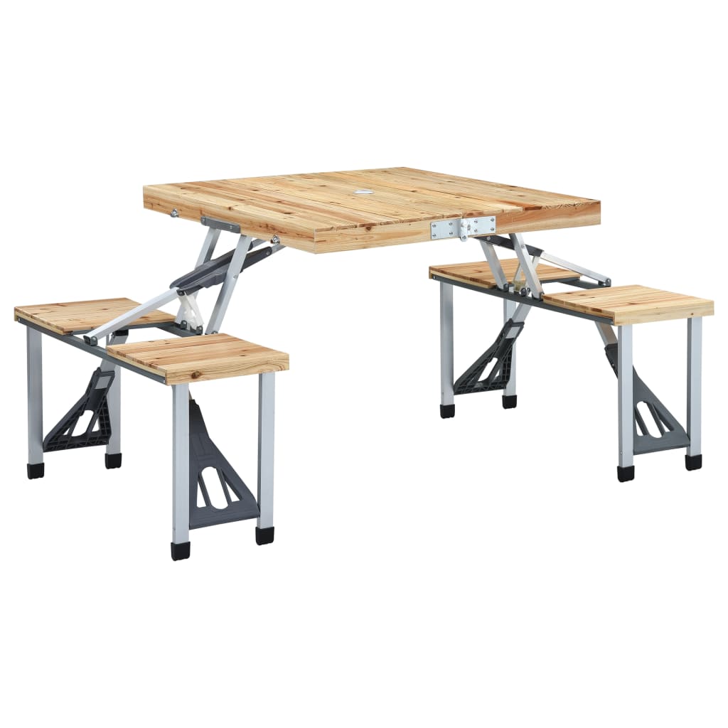 Table de camping Vidaxl pliable avec 4 sièges d'acier et d'aluminium