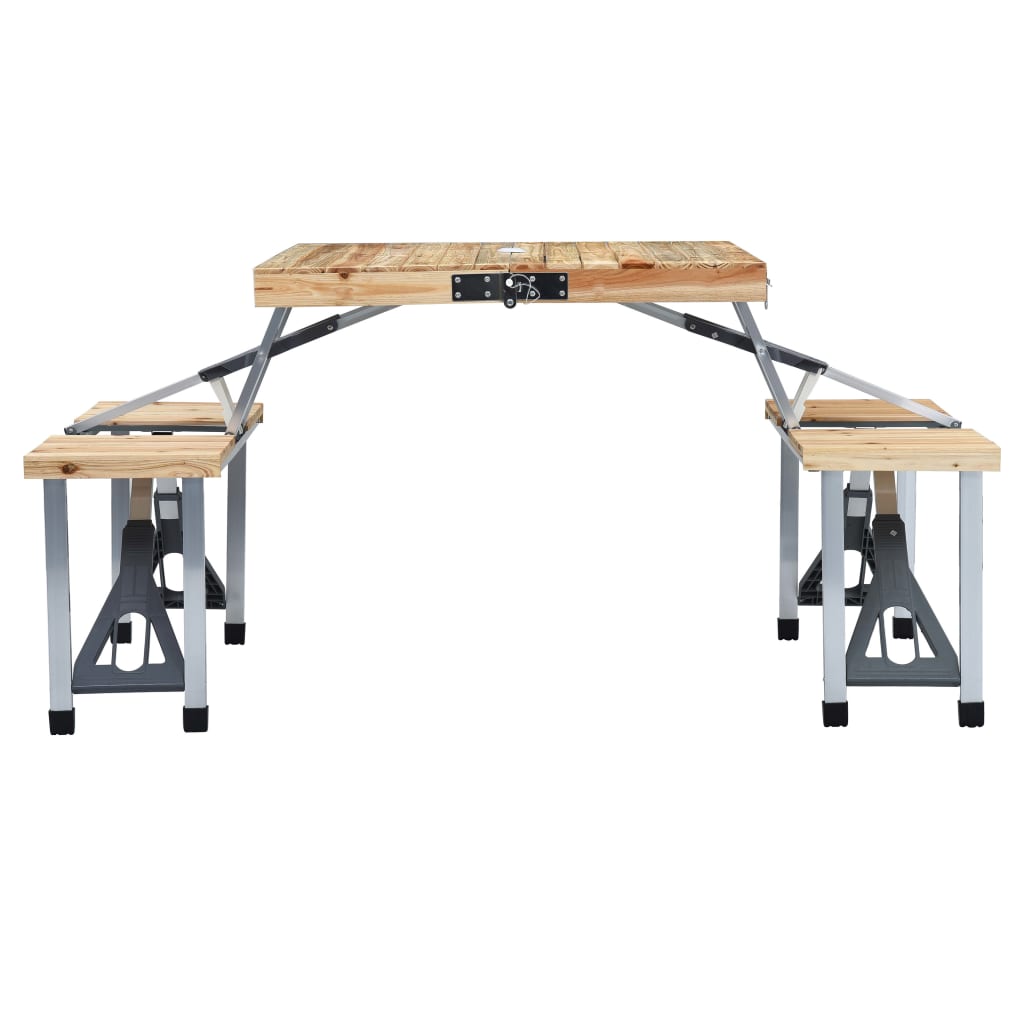 Table de camping Vidaxl pliable avec 4 sièges d'acier et d'aluminium