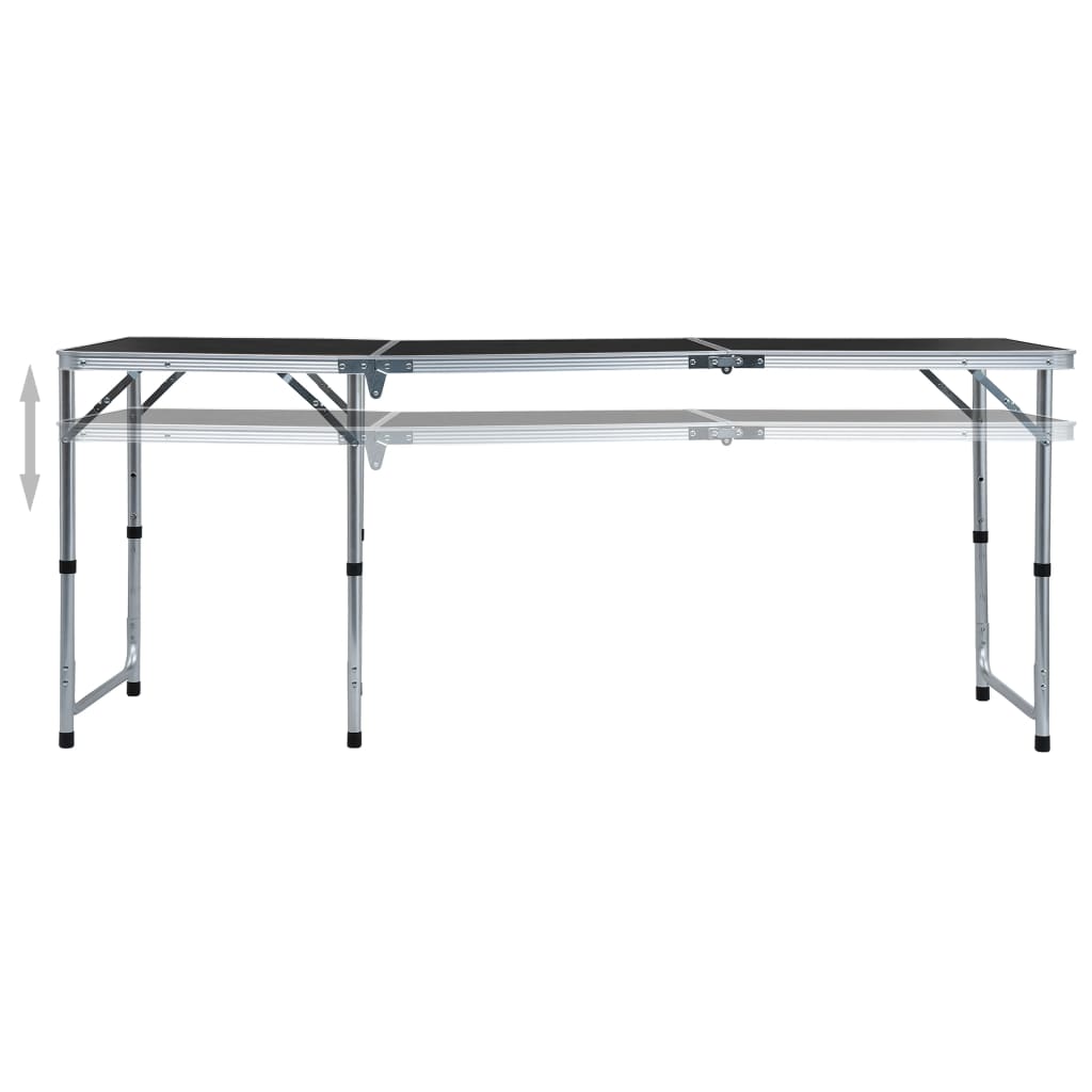 Table de camping Vidaxl pliable 180x60 cm Gray en aluminium