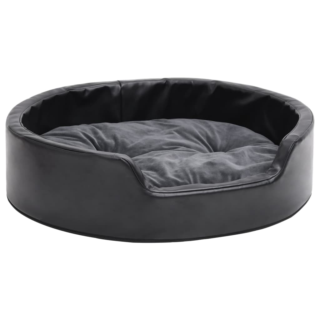 Vidaxl Dog Basket 69x59x19 cm en peluche et cuir artificiel noir et gris foncé